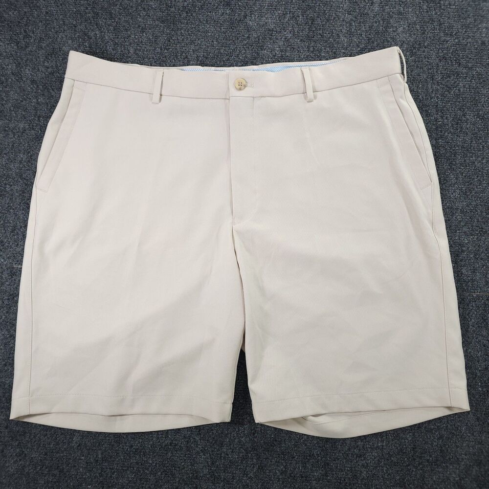 Peter Millar Men's Golf Shorts Khaki Stone Size 38 Performance Stretch Casual